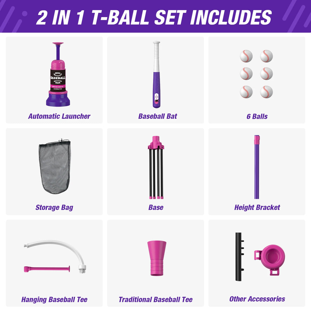 QDRAGON Kids Baseball Set With Auto Pitching Machine