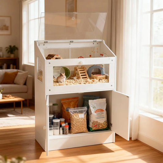 HiMISS Acrylic Animal Cage With Storage Cabinet
