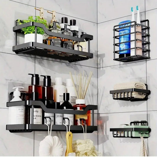 Adhesive Shower Caddy Set, Rustproof Stainless Steel, 5 Pack