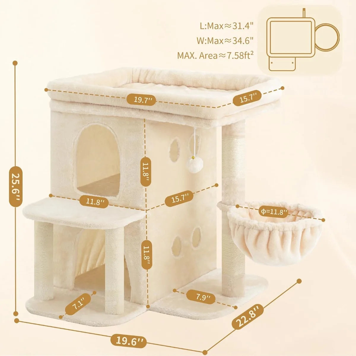 NBVCX Cat Tree With Large Perch And Dual Condos