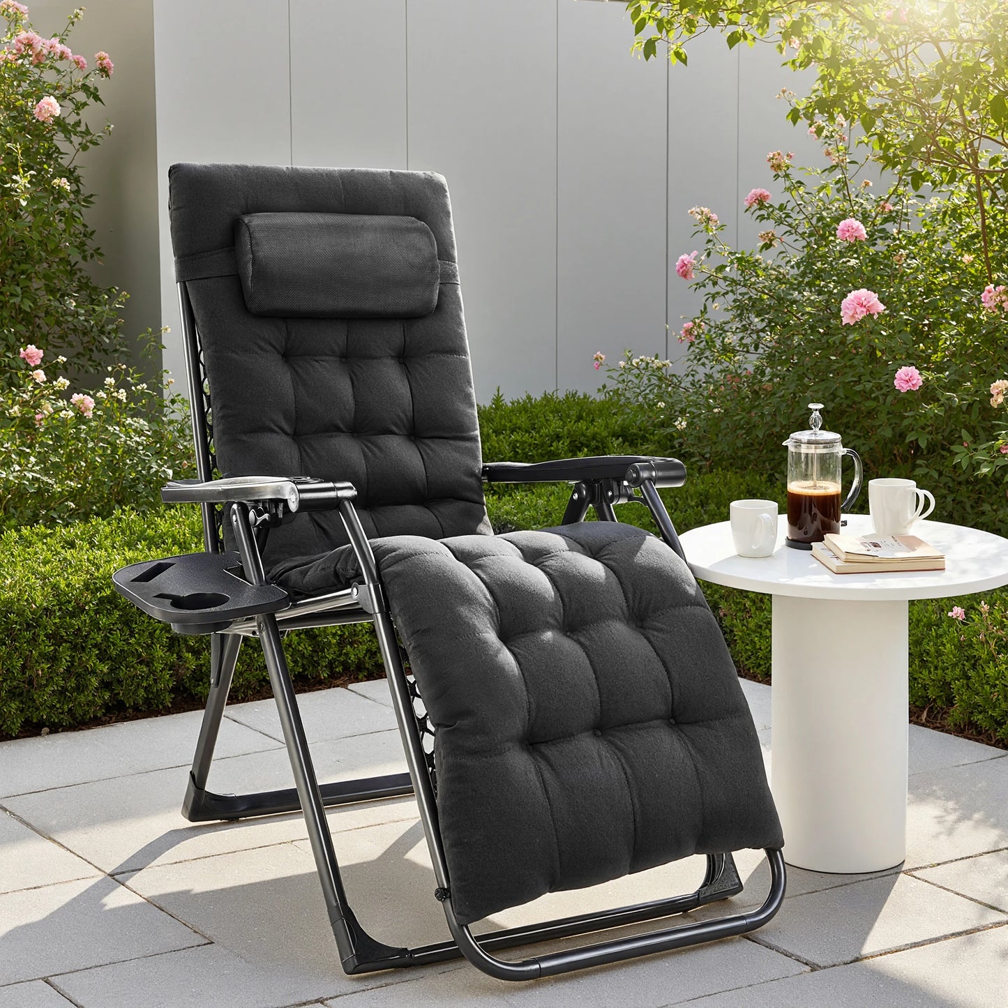 JHK Zero Gravity Recliner Folding Patio Lounge Cup Holder