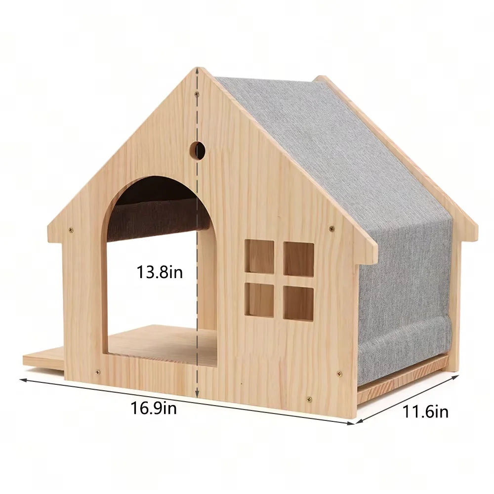 Wall Mounted Cat Condo Villa Wooden Shelf For Cats
