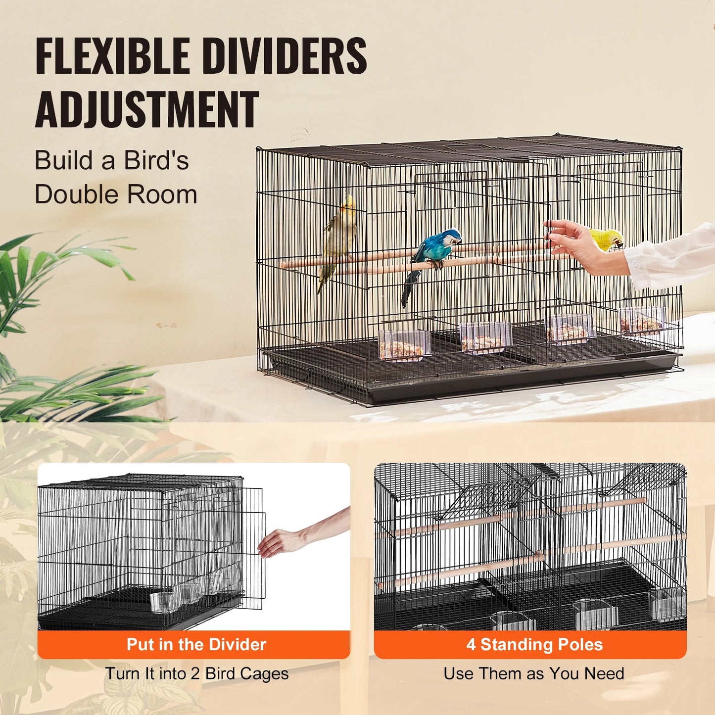 SucceBuy Stackable Divided Bird Cage With Handle