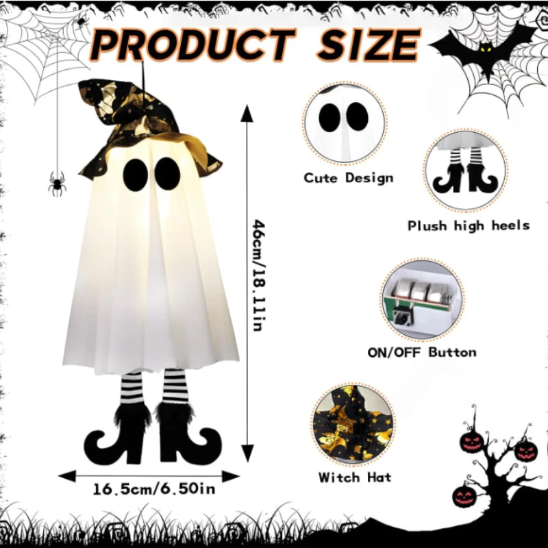 Halloween LED Light Up Witch And Ghost Hanging Decor
