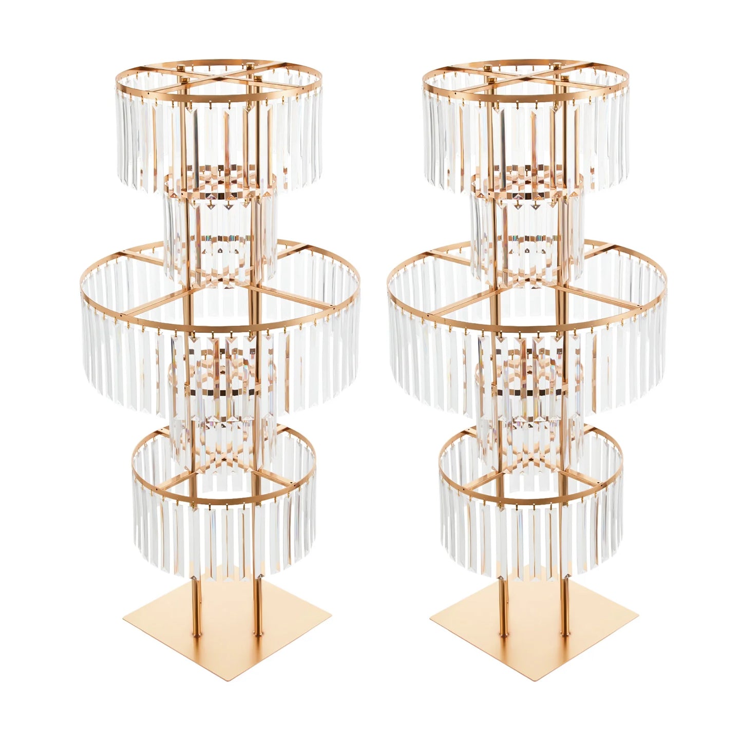 5 Tier Wedding Flower Stand Crystal Style Iron Acrylic