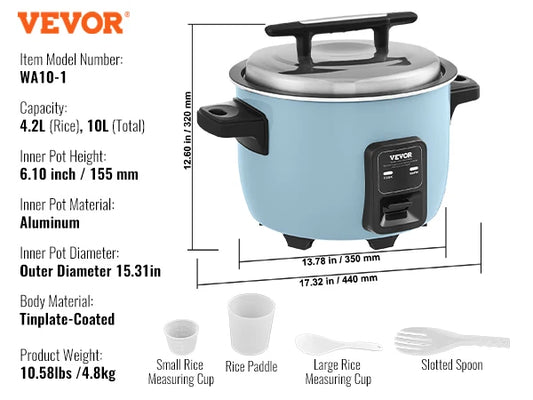 VEVOR Rice Cooker With Aluminum Nonstick Inner Pot Buffet