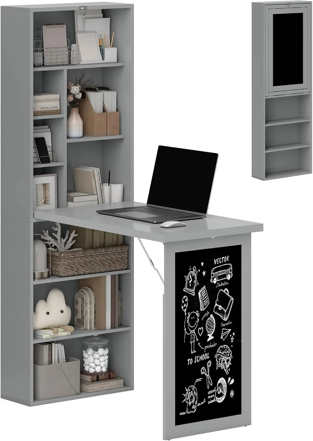 Zhendai Foldable Convertible Writing Table With Blackboard Shelf