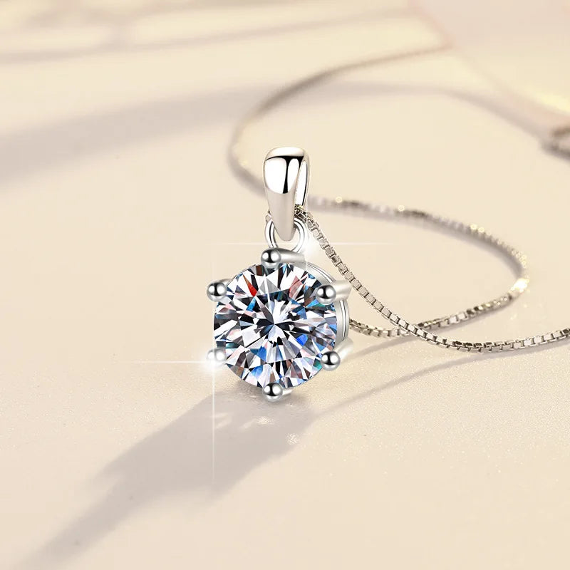 Genuine Moissanite Pendant Necklace in Sterling Silver