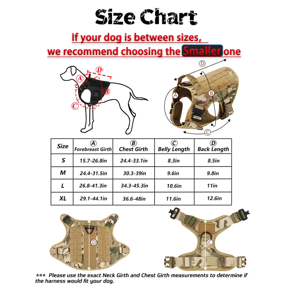 Tactical Dog Harness Leash Set For Large Dogs Training Vest