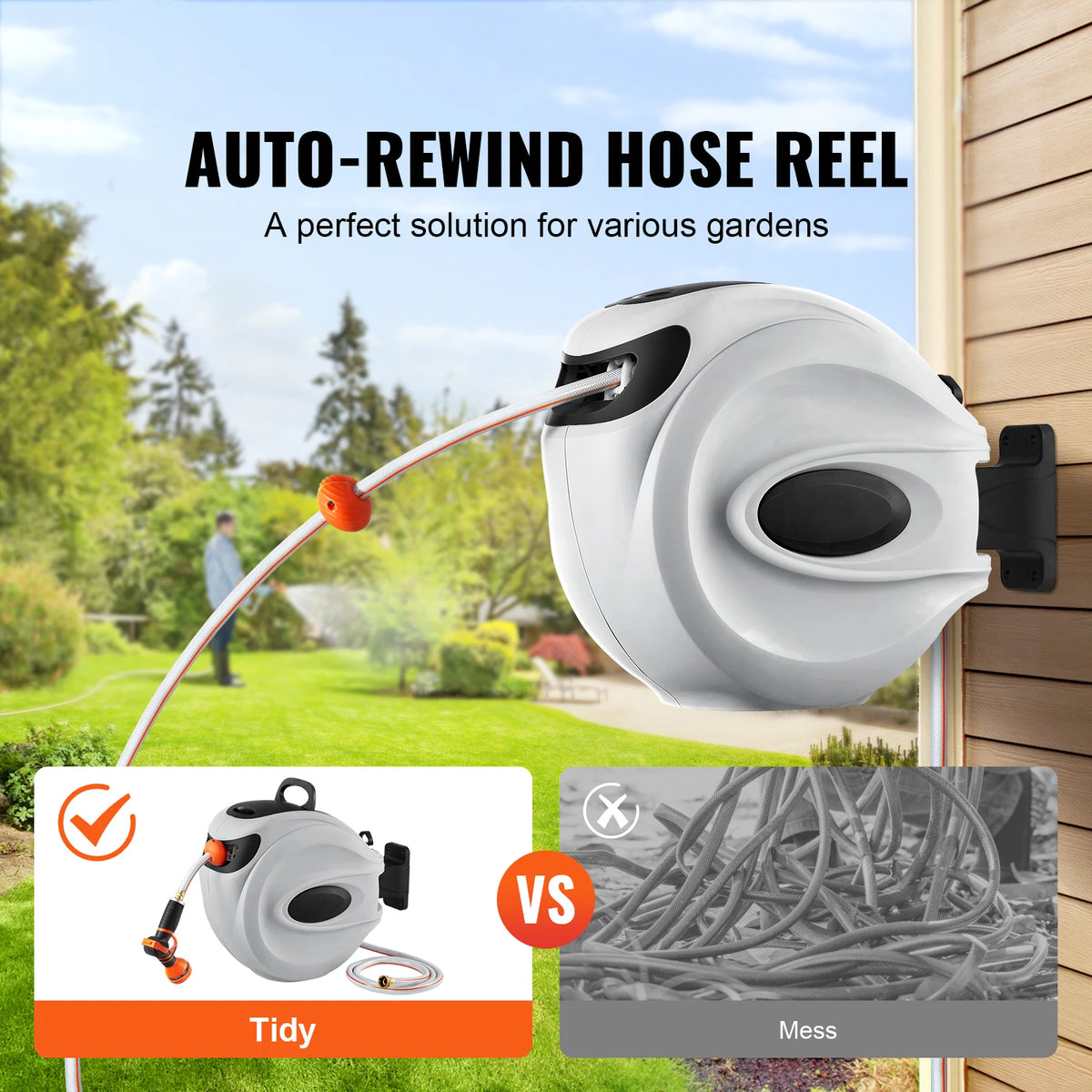 SucceBuy Automatic Retractable Garden Hose Reel