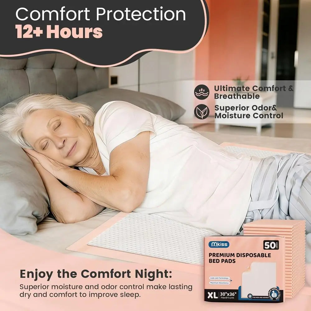 Bed Pads With Adhesive Strips 50 Count Underpads