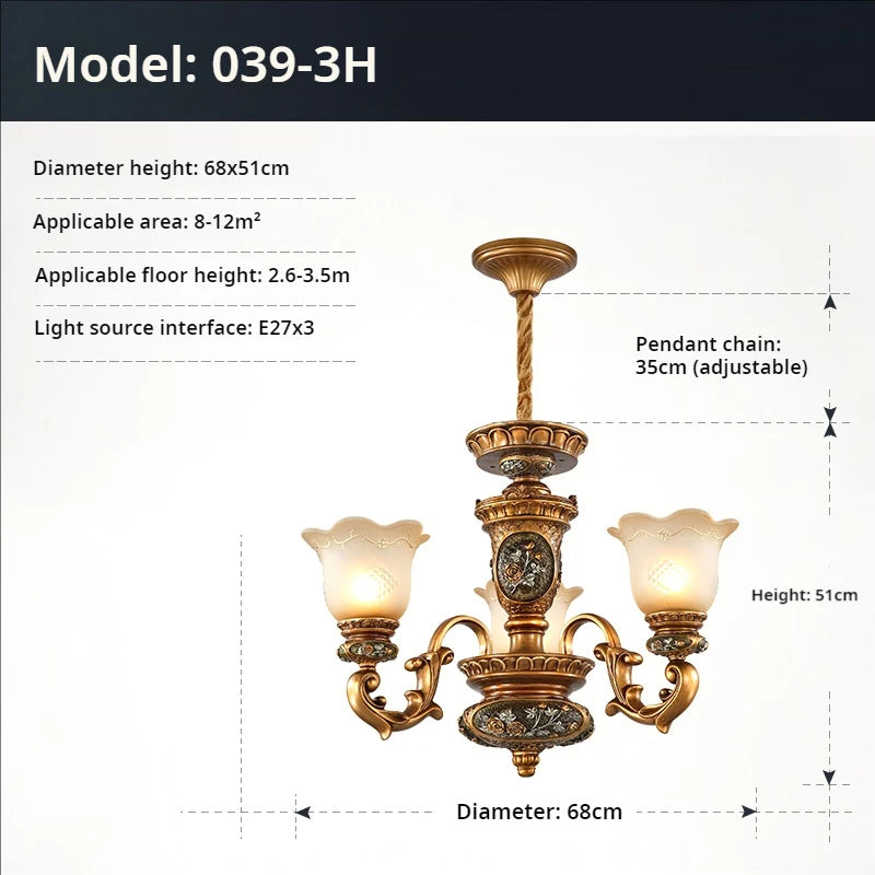 HAILUNBAO European Retro Atmospheric Chandelier Pendant Lamp