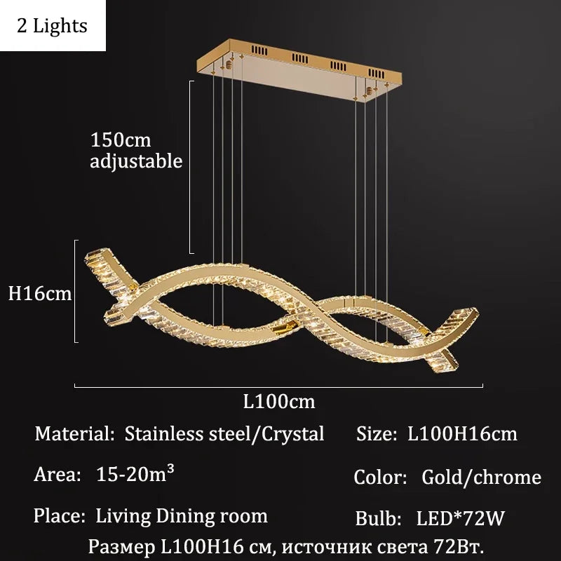 KUALOOL Luxury Crystal Chandeliers Modern Living Room Lighting