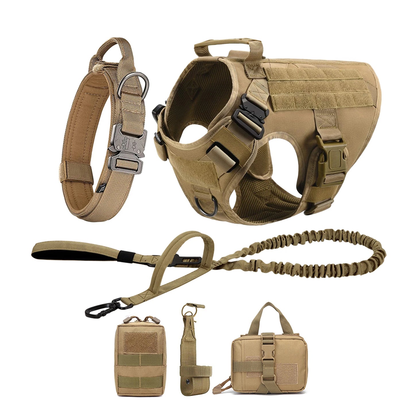 Nylon Tactical Dog Harness With Molle Pouches