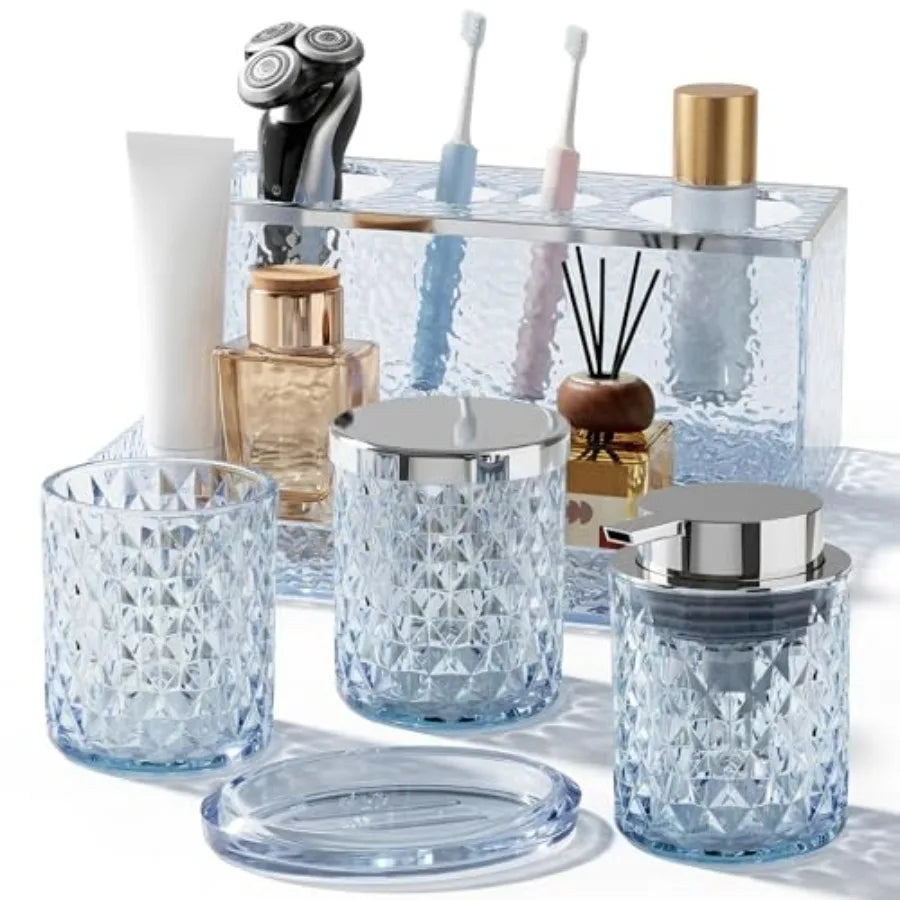 Glass Bathroom 5Pcs Crystal Set Foaming Soap Dispenser