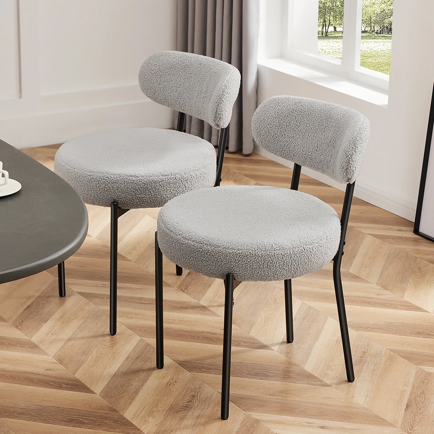 JHK Set Of 2 Ergonomic Round Dining Chairs