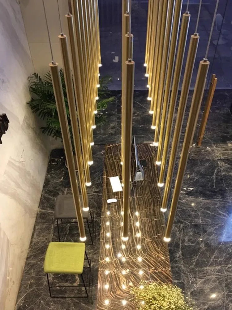 Campeggi Led Luxury Staircase Chandelier Gold Column