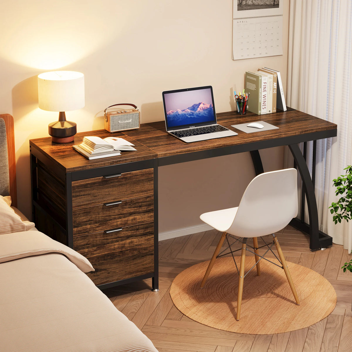 Tribesigns Wooden Computer Desk With Three Drawers