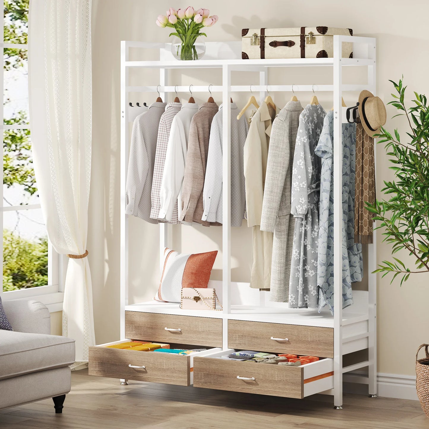 Tribesigns Freestanding Closet Organizer With Drawers