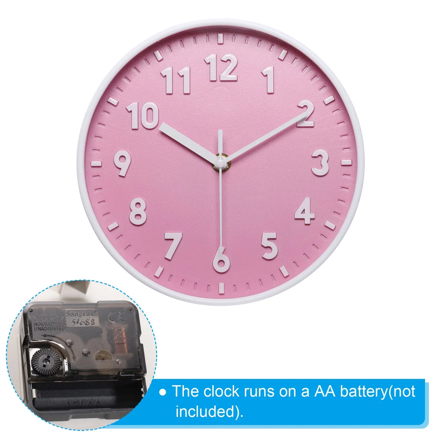 UXCELL Wall Clock 3D Numbers Silent Quartz Battery Operated
