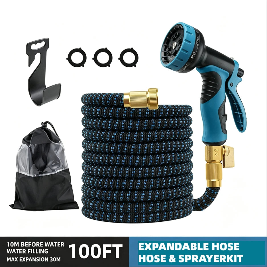 Expandable Retractable Garden Hose With 8 Spray Modes