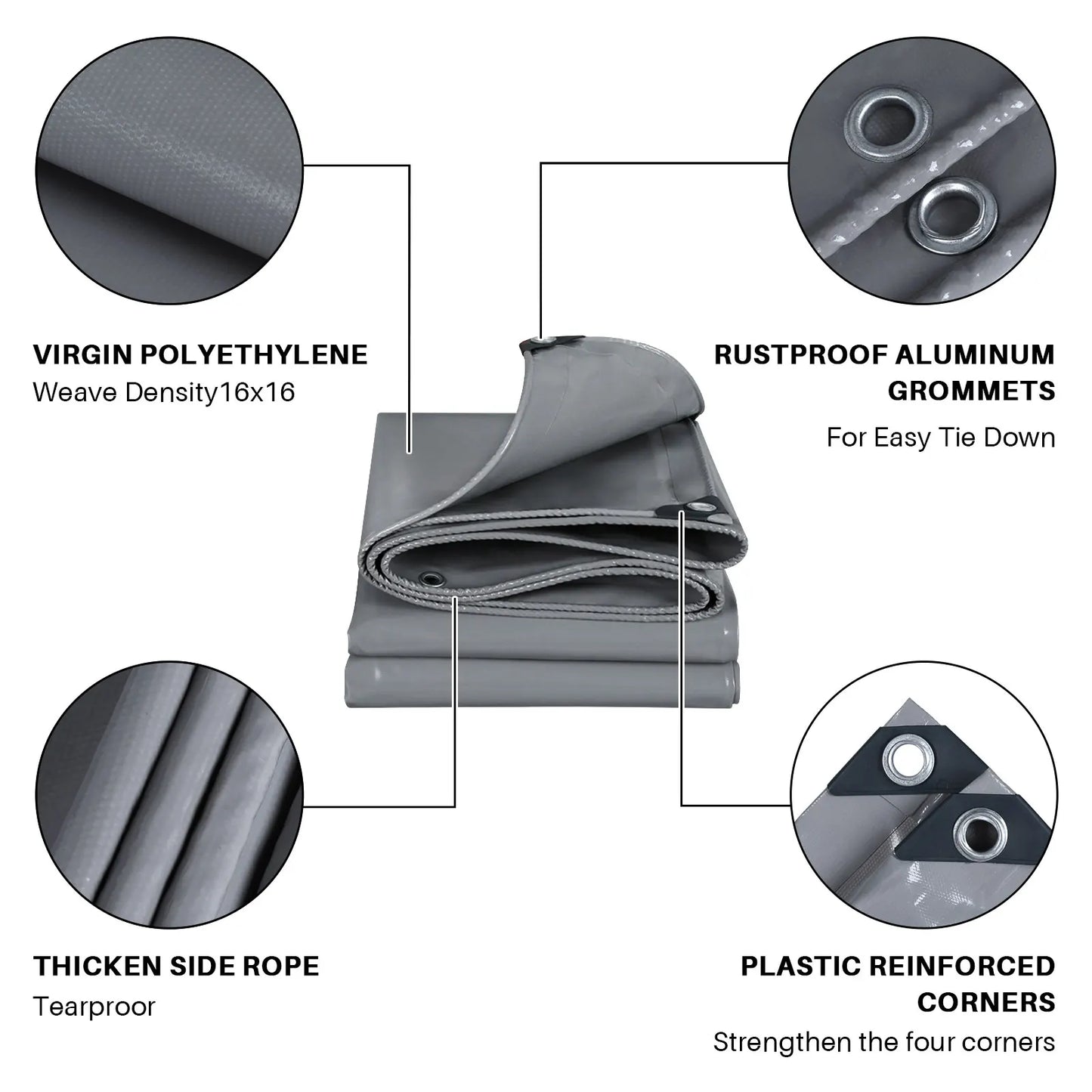 PVC 440gsm Extra Waterproof Heavy Tarpaulin Tarp Sheet Cover with Reinforced Grommets for Furniture Ground Multipurpose Covers
