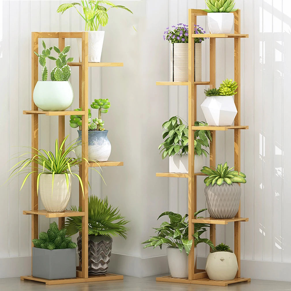 Bamboo 6 Tier Plant Stand Rack Indoor Outdoor Display