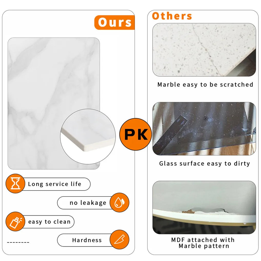 Square Marble Dining Table With Metal Legs For Dining