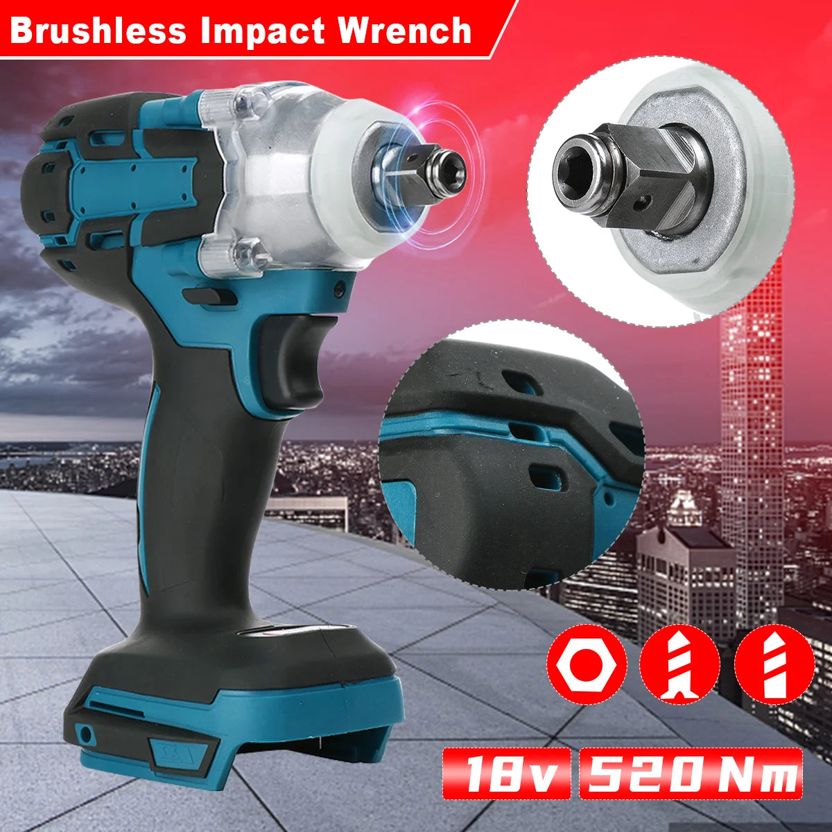 Magnitt Brushless Cordless Impact Wrench With Toolbox