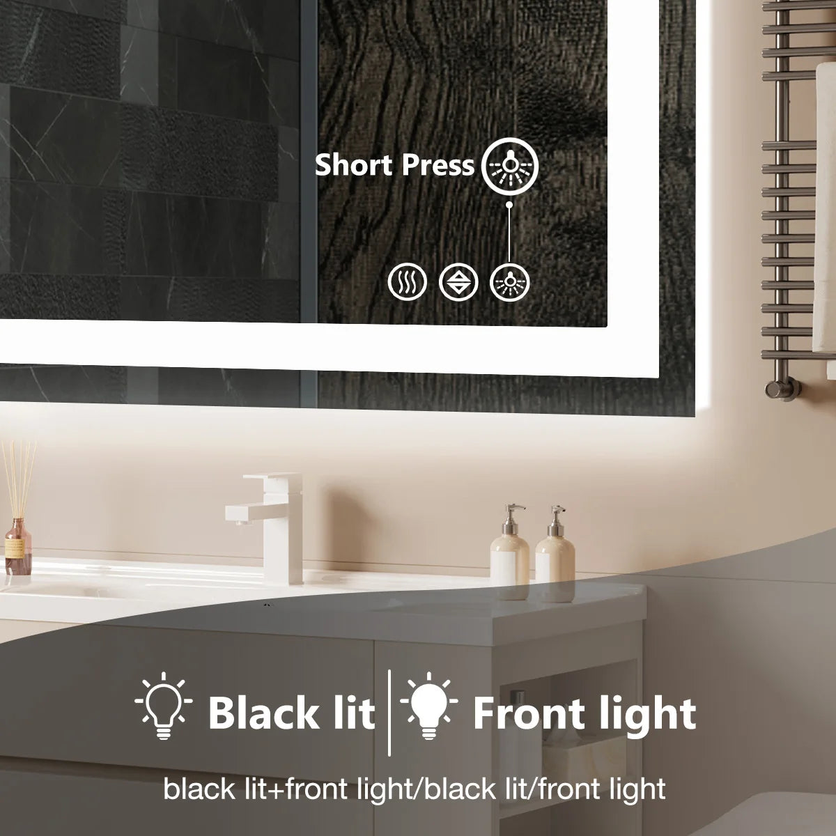 JHK LED Bathroom Vanity Mirror With Front Light And Backlit