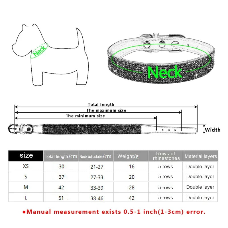 Crystal Rhinestone Dog Collar With Zinc Alloy Buckle