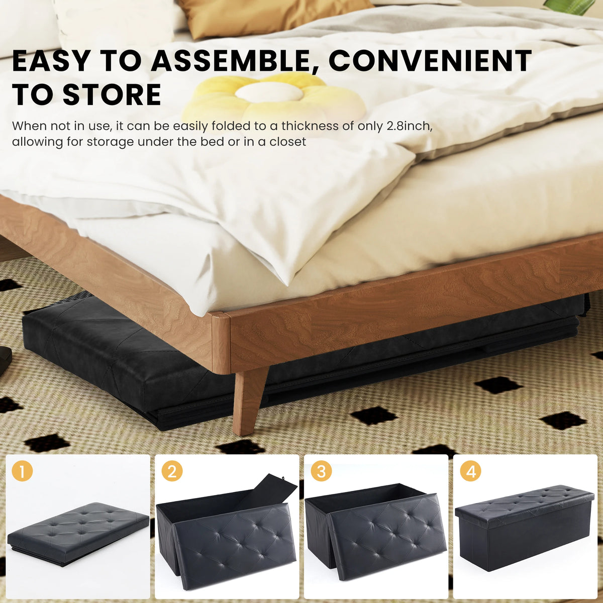 JHK Modern Storage Ottoman Bench Footrest