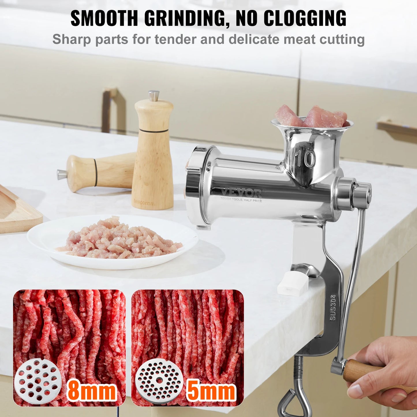 SucceBuy Manual Meat Grinder Stainless Steel Sausage Maker