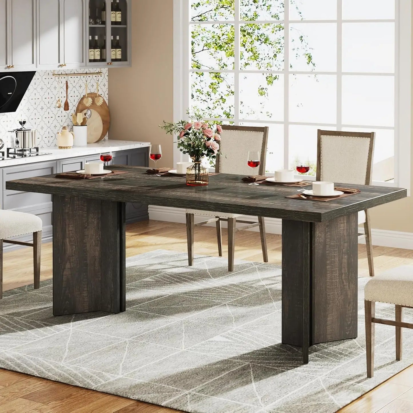 Tribesigns 63 Inch Farmhouse Dining Table For 4 To 6