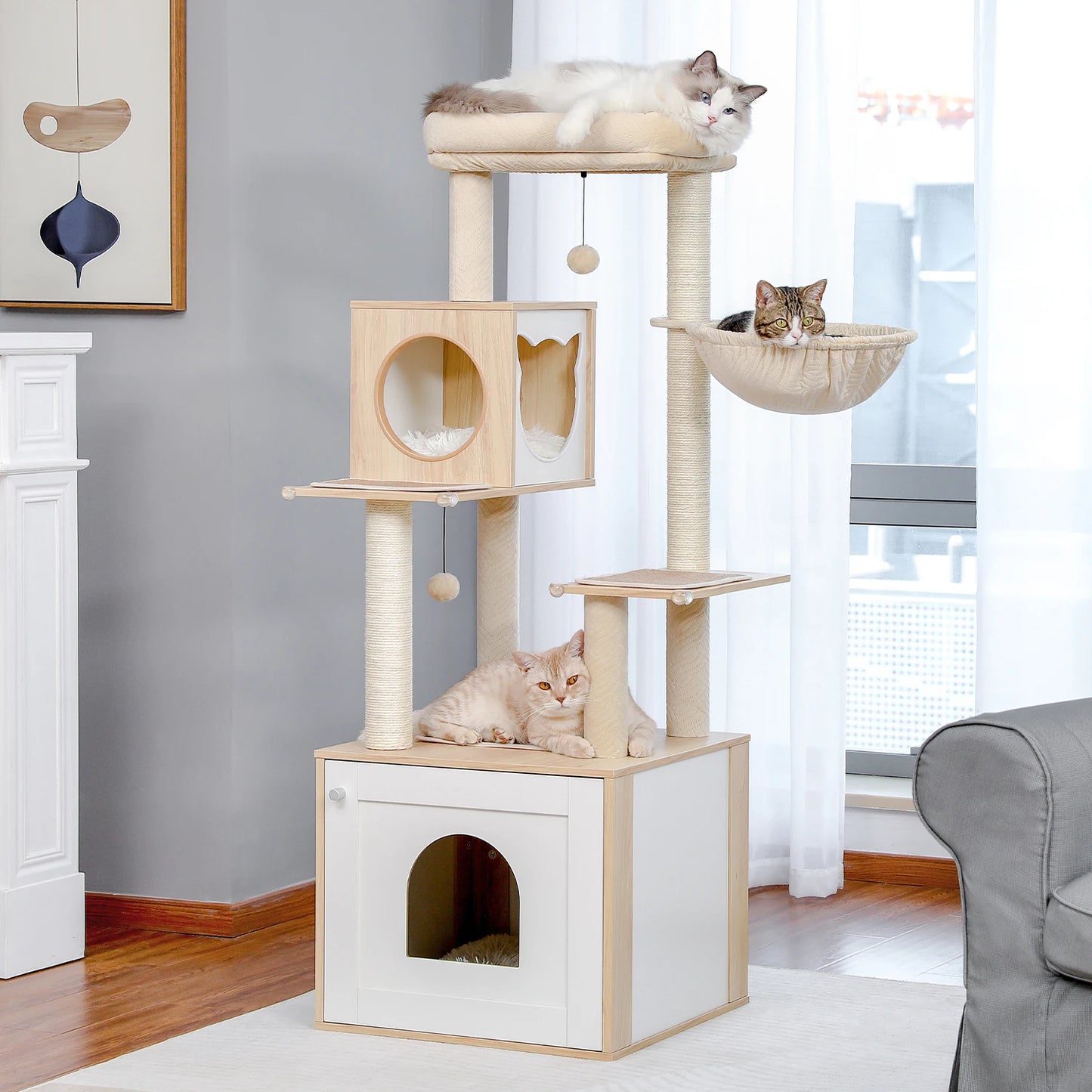 PAWZ Ro Multi Level Cat Tree Indoor Wood Tower