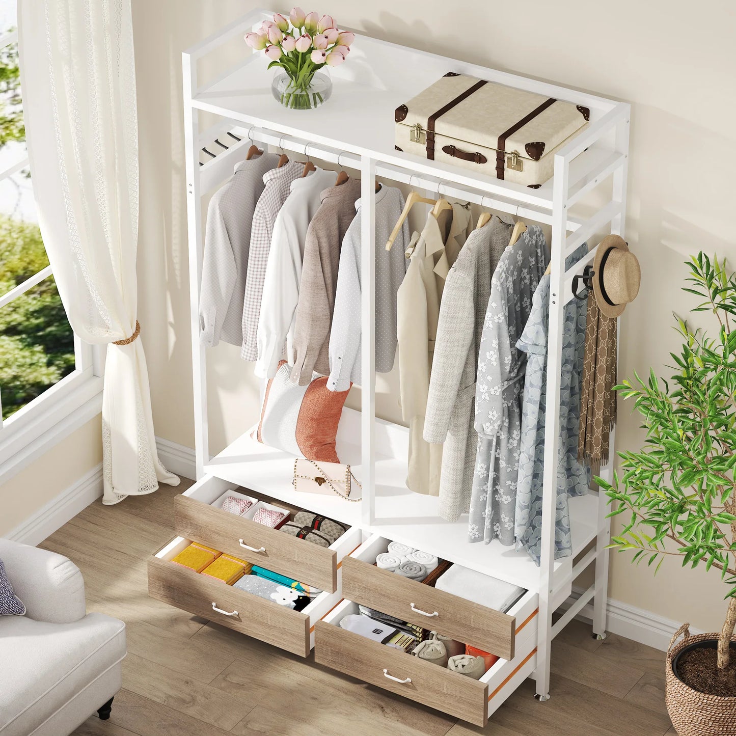 Tribesigns Freestanding Closet Organizer With Drawers
