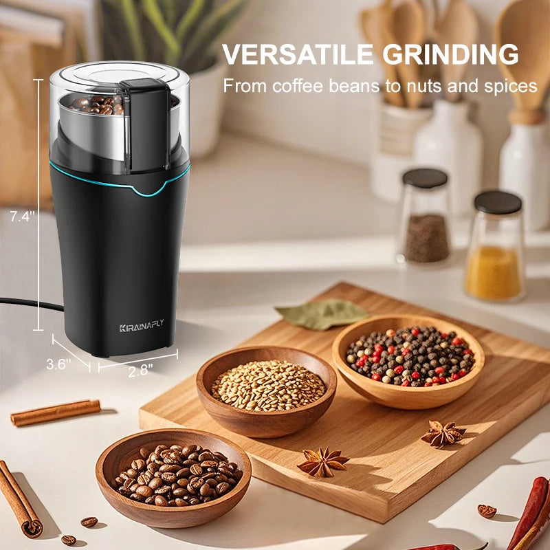 KIRAINAFLY Coffee Grinder With Removable Stainless Cup 300W
