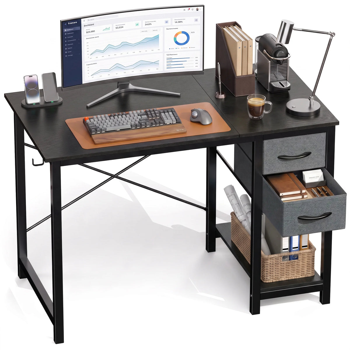 MCQ Standing Office Desk With Drawers And Hooks