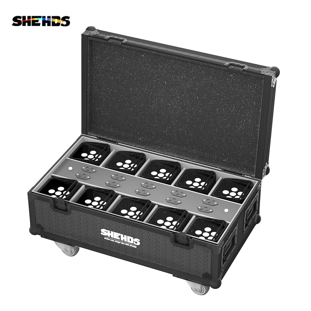 SHEHDS Wireless Battery Par Lights With Flight Case RGBWA UV