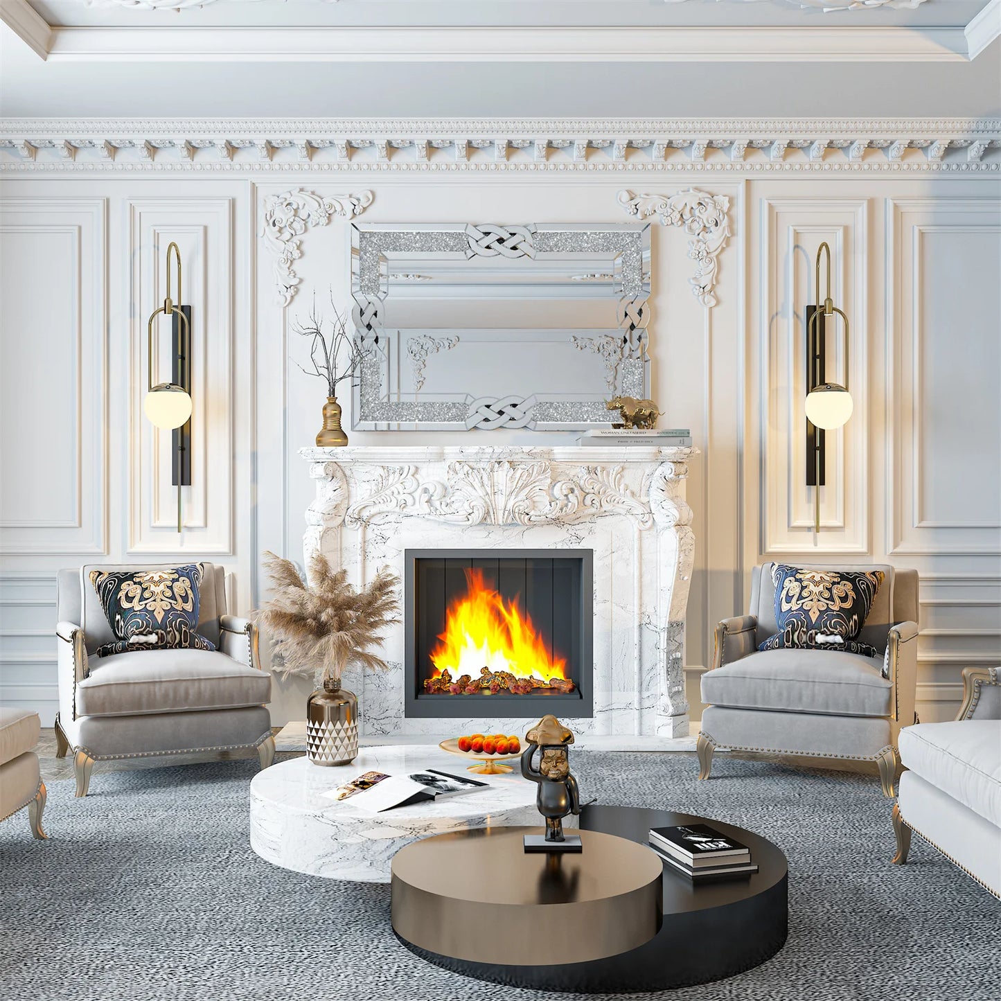 Crystal Diamond Wall Mirror For Living Room Decor