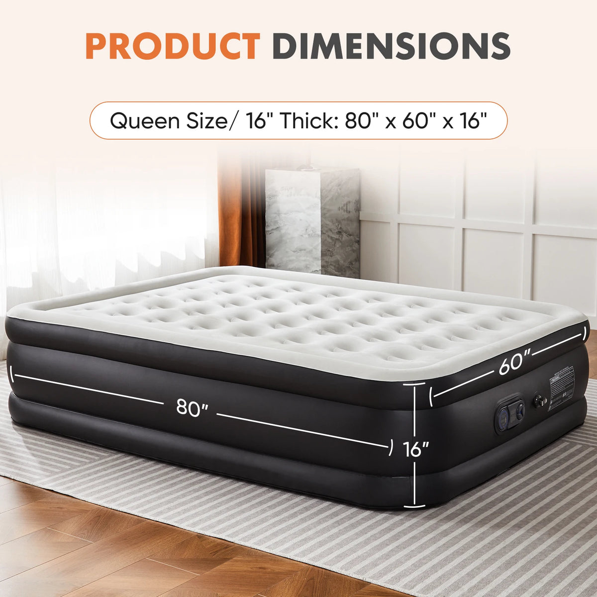MCQ Air Mattress With Built In Pump And Memory Foam