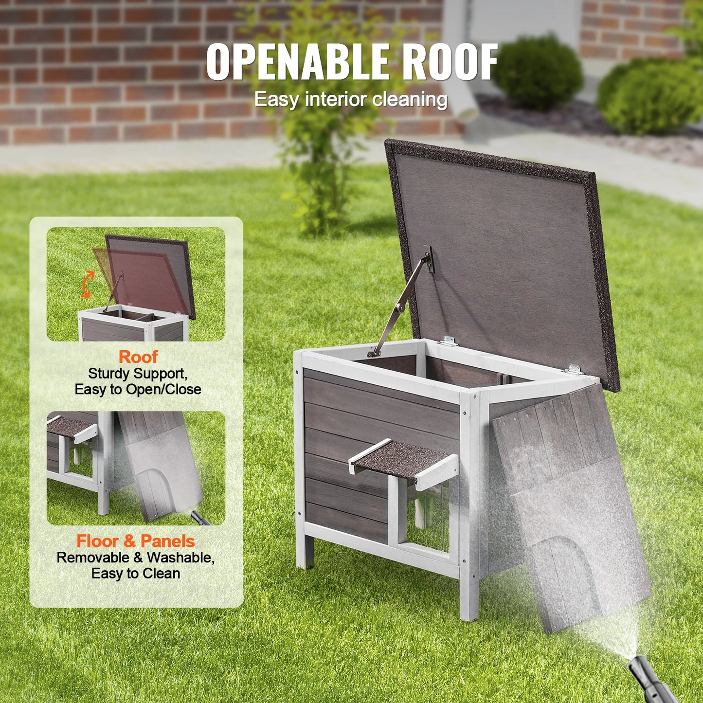 SucceBuy Outdoor Cat House Weatherproof Wooden Shelter