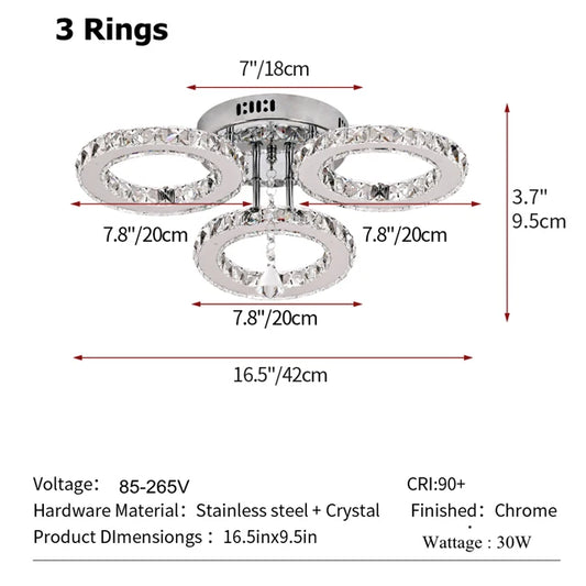 GreeLustr Modern Crystal Ring Pendant Ceiling Light