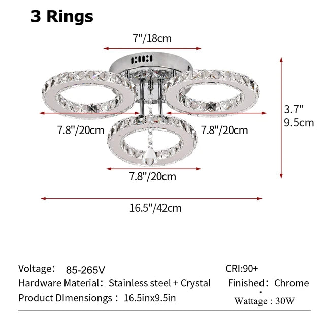 GreeLustr Modern Led Crystal Ceiling Chandelier