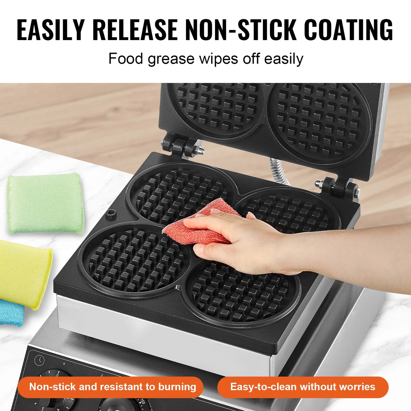 SucceBuy Commercial Waffle Maker 4 Pack 1750W Nonstick