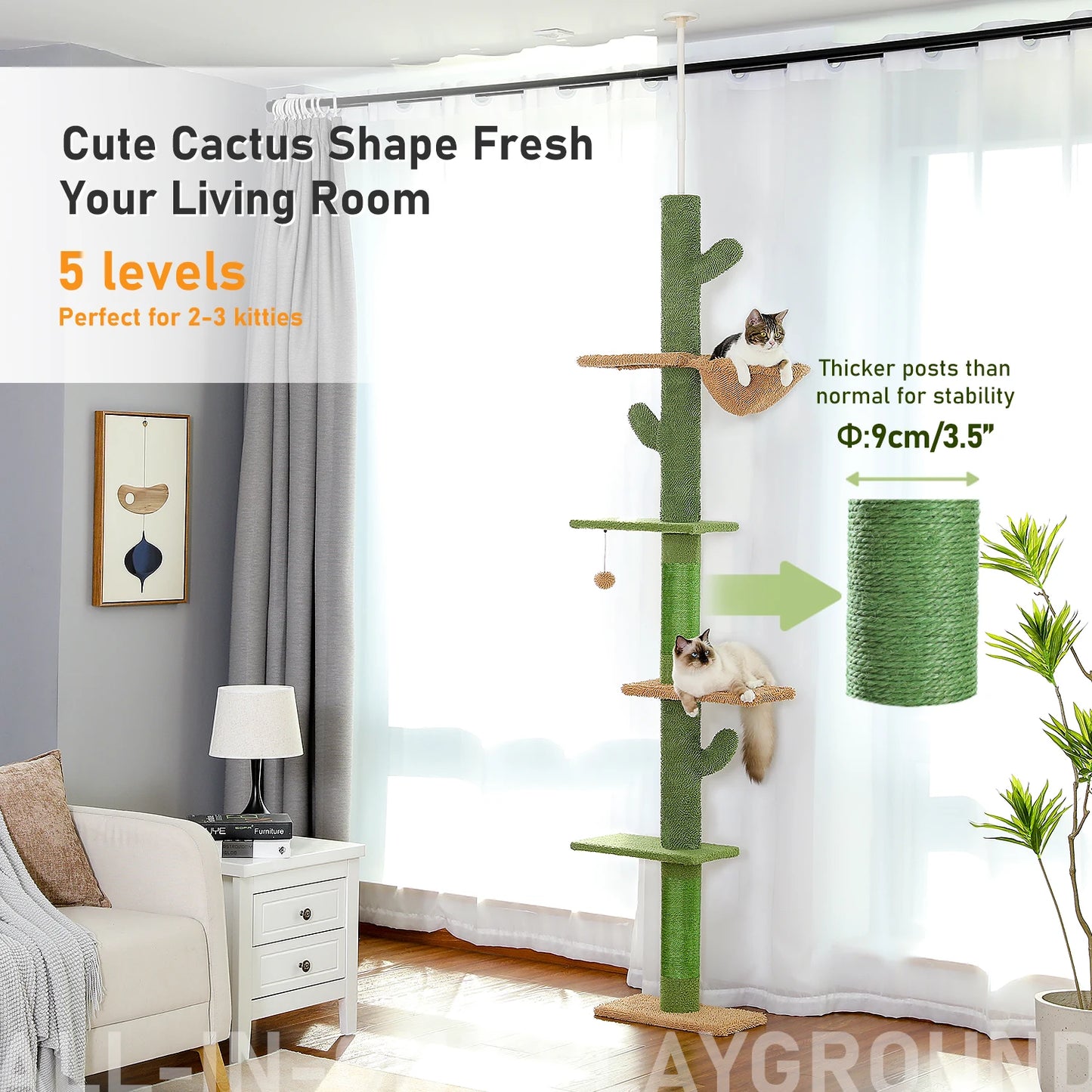 PAWZ Road Cat Tree 5 Tier Floor To Ceiling Tower