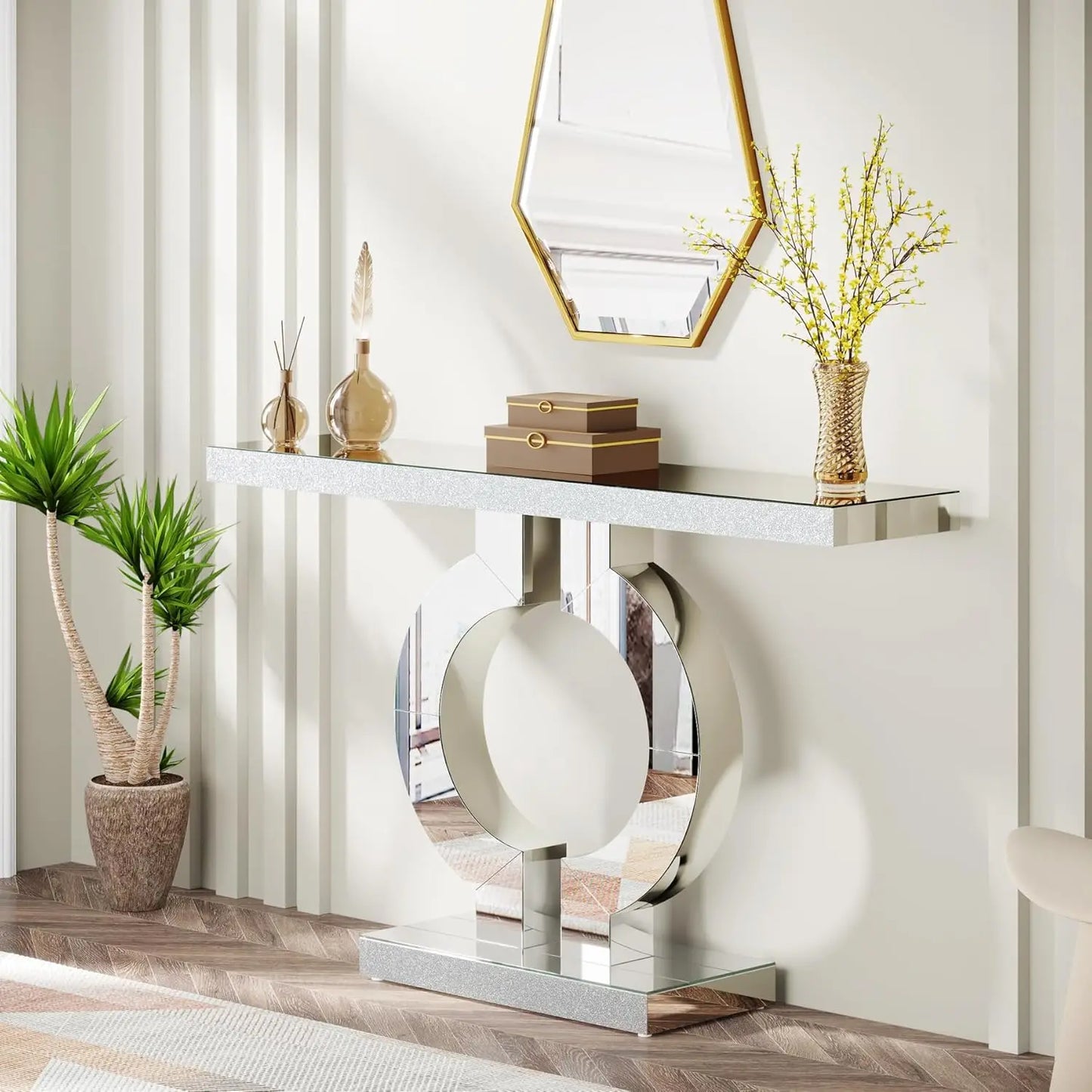 Tribesigns Modern Mirrored Console Entryway Table