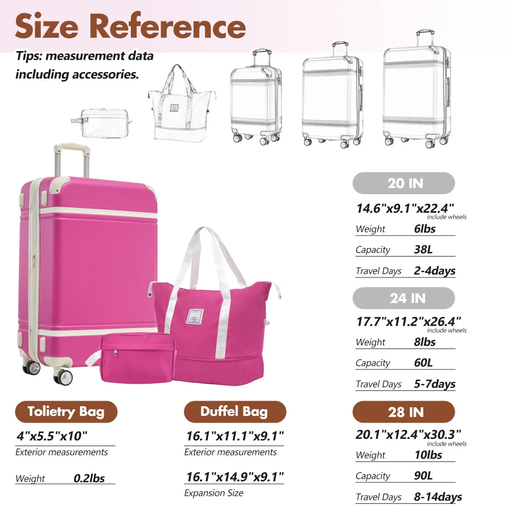Lightweight ABS Hardside Spinner Luggage Set with TSA Lock