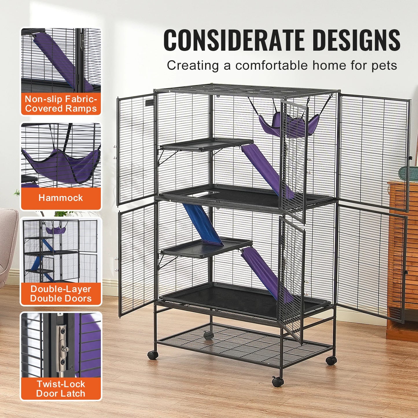 SucceBuy Rolling Metal Ferret Cage 4 Tier Critter Nation