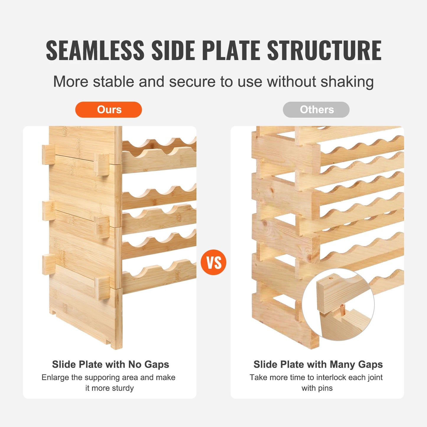 SucceBuy Bamboo Stackable Wine Rack 8 Tier Free Standing